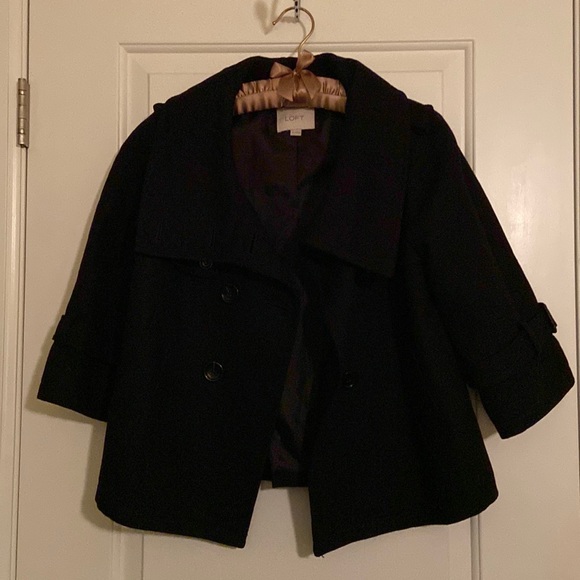 EUC LOFT Black Pea Coat Cropped Size XS - Picture 9 of 11